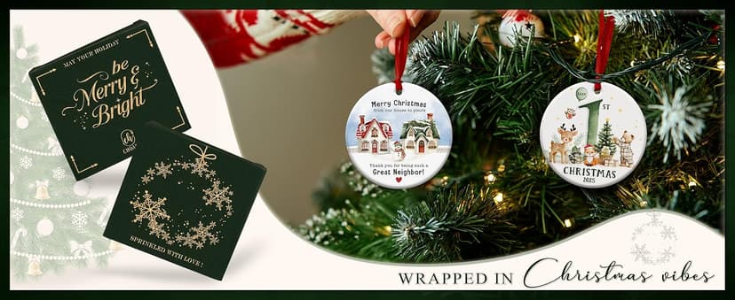 Neighbor Christmas Ornament 2025 - Thoughtful for Neighbors, Meaningful Keepsake Tree Decoration, Thank You Xmas Ornament, Unique Neighbor Gift Idea for Home Décor