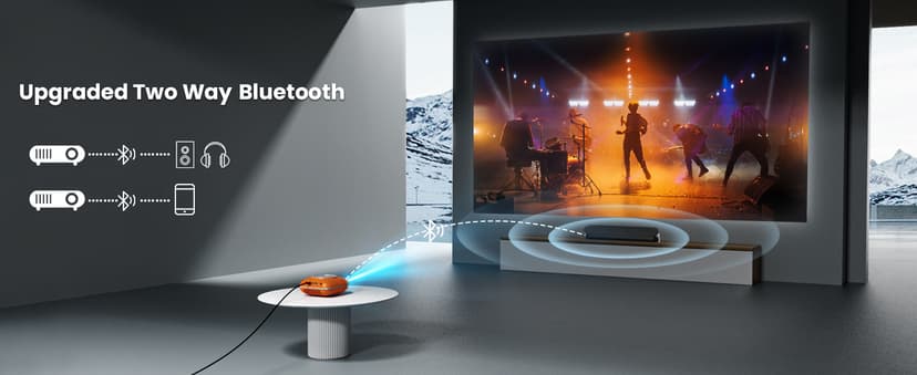 Mini Projector with Two -Way Bluetooth, Portable Projector for Home Theater Use, Support 1080P for Outdoor Projector/Movie Projector Compatible with HDMI, USB, Laptop, TV Stick (Orange)