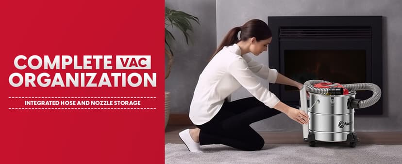 Vacmaster Vac EAV508S 1102 5-Gallon 3.5 Peak HP Premium Stainless Steel Ash Vacuum, Red Edition