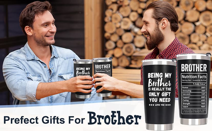Breezy Valley Brother Gifts, Gifts for Brother from Sister Brother - Best Gifts for Older Little Brother Adult, Funny Brother Birthday Gifts Ideas for Brothers, Presents for Brother Tumbler Coffee Cup