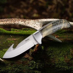 GVDV Hunting Knife Set - 14 Pieces, Portable Butcher Game Processing Kit for Men, Field Dressing Kit with Gut Hook Skinner Knife, Caping knife, Axe, Wood/Bone Saw, Spreader, Gloves, Gifts for Men