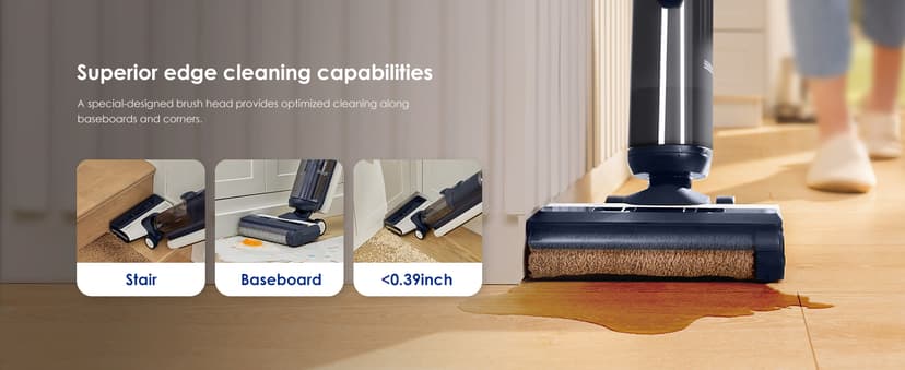 Tineco Floor ONE S5 Smart Cordless Wet Dry Vacuum Cleaner and Mop for Hard Floors, Digital Display, Long Run Time, Great for Sticky Messes and Pet Hair, Space-Saving Design, Blue