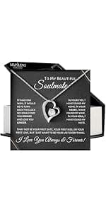 To My Soulmate Necklace For Women, Funny Gifts For Girlfriend, Personalized Christmas Presents For Girlfriend, Best Birthday Meaningful Gift Ideas For Wife, Women Romantic Jewelry For Her Anniversary
