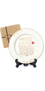 25th Anniversary Plate with Platinum Foil - Silver 25 Year Marriage Anniversary Wedding Gifts for Couple Her Him Husband Wife, 9"