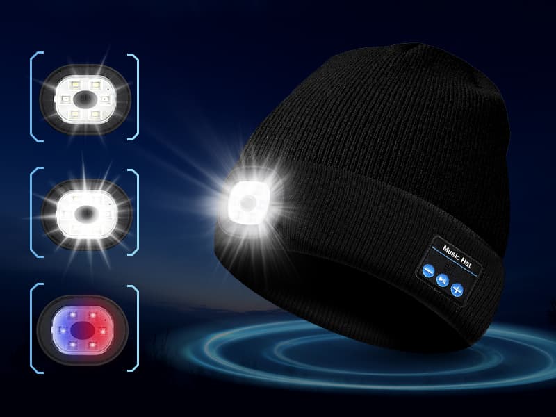 Stocking Stuffers Gifts for Men, LED Bluetooth Beanie Hat, Christmas Birthday Gifts for Men Dad Him Husband Grandpa, White Elephant Gifts for Adults, Camping Hiking Accessories Cool Gadgets