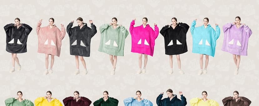 Touchat Wearable Blanket Hoodie, Oversized Sherpa Fleece Sweatshirt Blanket with Giant Hood Pocket and Sleeves for Adult, Warm & Cozy Grey Blanket Gifts for Women