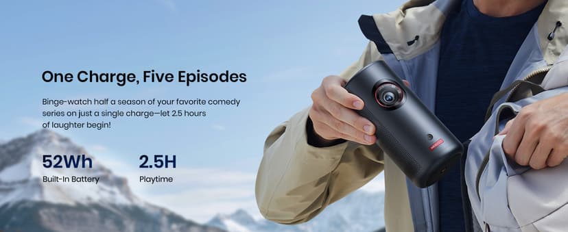 NEBULA Capsule 3 Laser Projector, Upgraded with Google TV and Official Netflix, Mini Smart TV Projector with Wi-Fi, Outdoor Portable Projector, Dolby Digital, 120-Inch Screen, 2.5H Built-In Battery