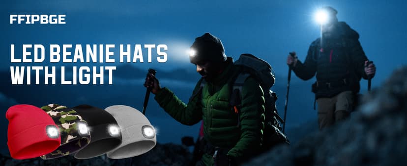 Christmas Stocking Stuffers for Men Adults, Beanie Hats with Light, USB Rechargeable LED Hand Free Headlamp, Birthday Gifts for Men, Women, and Teens, Ideal for Camping, Hiking, Red