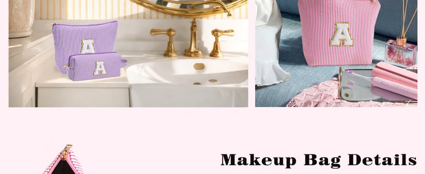 Christmas Gifts 2025 for Girls - Stocking Stuffers for Teen Girls Makeup Bag Set, 6 7 8 9 10 11 12 Year Girl Birthday Gift, Initial Travel Makeup Bags, Christmas Birthday Gifts for Girl