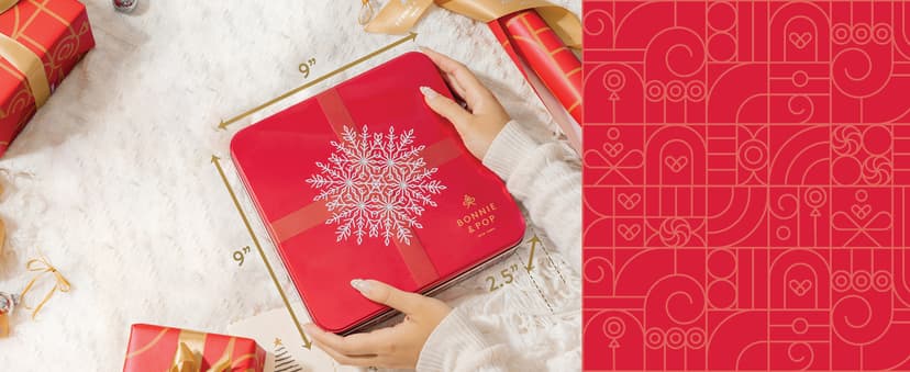 Bonnie and Pop's Holiday Tin- with Assorted Christmas Chocolate, Nuts, Bark, Truffles – Festive, Corporate, Family, Gift Basket Idea for Men and Women