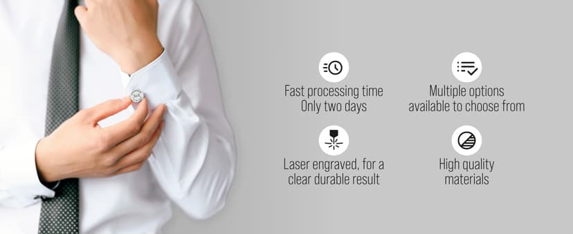 Custom engraved cufflinks for men, personalized wedding gift for groom, father of the bride & groom dad, best men, customized gold & silver cufflinks with dates, quotes or couples initials from bride