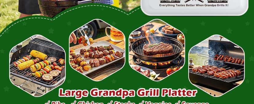 Grandpa Christmas Birthday Gifts,Best Grandpa Gifts from Grandkids,Great Grandfather Grandparents Thanksgiving Xmas Present from Granddaughter Grandson,Funny BBQ Grilling Platter with Apron Sets Gift