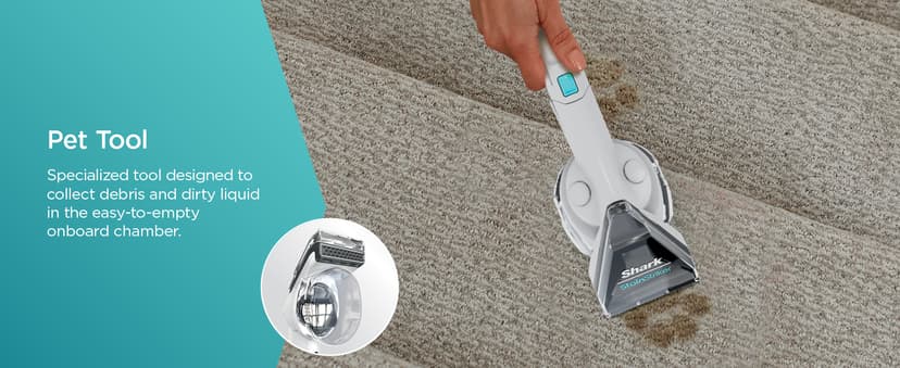 Shark CarpetXpert with StainStriker Upright Carpet, Area Rug & Upholstery Cleaner with Pet Mess Extractor Tool, Perfect for Pets, Carpet Shampooer, 3 Cleaning Tools, Cleaning Solutions, White, EX201