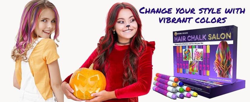 Desire Deluxe Hair Chalk for Girls Makeup Kit of 10 Temporary Colour Pens Gifts, Great Toy for Kids Age 5 6 7 8 9 10 11 12 13 Years Old, "Blue,Green,Grey,Pink,Purple