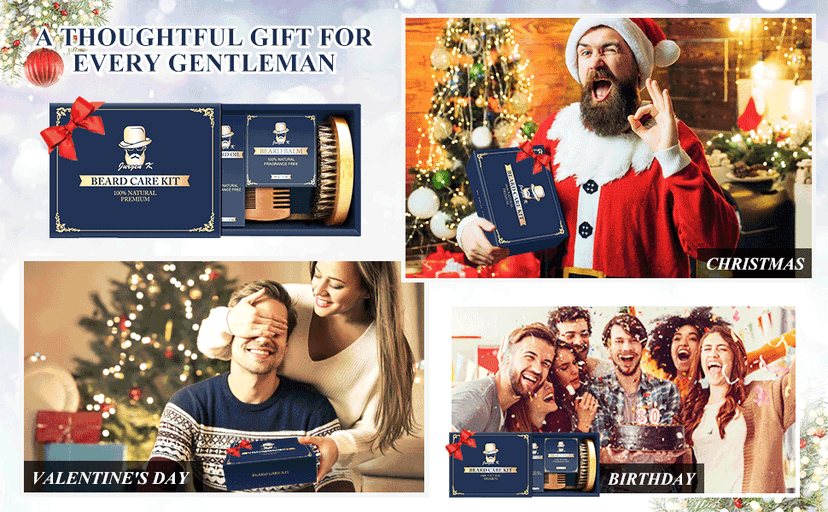 Gifts for Men, Beard Kit for Men's Daily Grooming, Moisturize & Soften Coarse, Dry Facial Hair, Anniversary & Wedding & Birthday Gifts for Him Boyfriend Husband Dad Brother Adult Son Male Friend