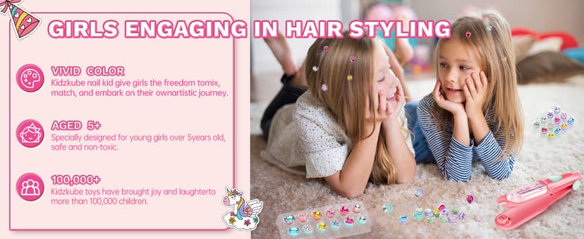 Hair Gem Stamper Kit, Bling Hair Jewels for Girls Toys, Hair Styling Tool with Reusable Shining Diamonds, Birthday Gifts Toys for Girls Ages 3 4 5 6 8-12