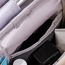 AmBealla Make up Bag Large Travel Cosmetic Bags Organizer with Brush Holder for Girl, Lightweight Cotton Toiletry Bag with Zipper for Women, Portable Makeup Case for Airplane/Home/Gym - Pink