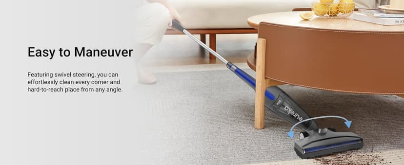 Eureka Corded Stick Vacuum Cleaner for Home Pet Hair, Lightweight Stick Vacuum Cleaner with Powerful Suction for Carpet Tile and Hard Floor, Blue, 3-in-1 Handheld Vac NES312