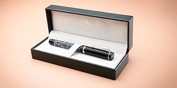 YIVONKA Ballpoint Pen Luxury Ballpoint Line Black Refill width 0.5mm Gift Set for Men & Women Professional Executive,Office,Nice BallPens Classy Gift Box (Silver)
