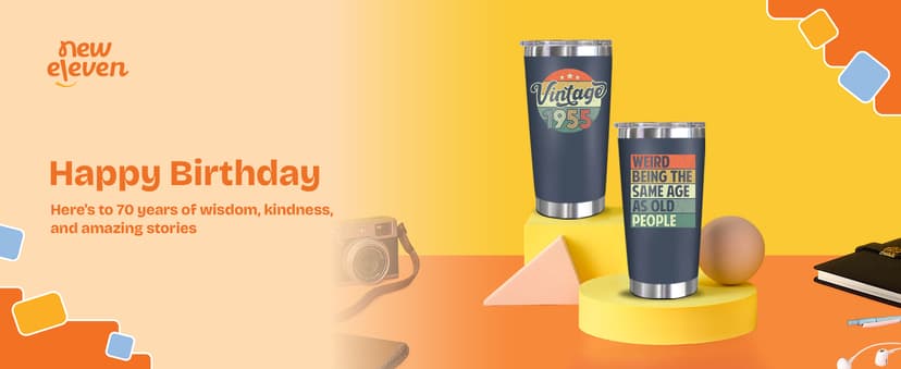 NewEleven 70th Birthday Gifts For Men Women - 1955 70th Birthday Decorations - Gifts For Men Women Turning 70-70 Year Old Gifts For Man, Woman - 20 Oz Tumbler