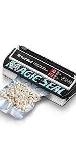 MAGIC SEAL 16'' Commercial Vacuum Sealer Machine, Meat Sealer Vacuum Packing Machine with Double Pump and Auto Cooling System, Sealing and Vacuum Time Control, Compatible with Mylar Bags