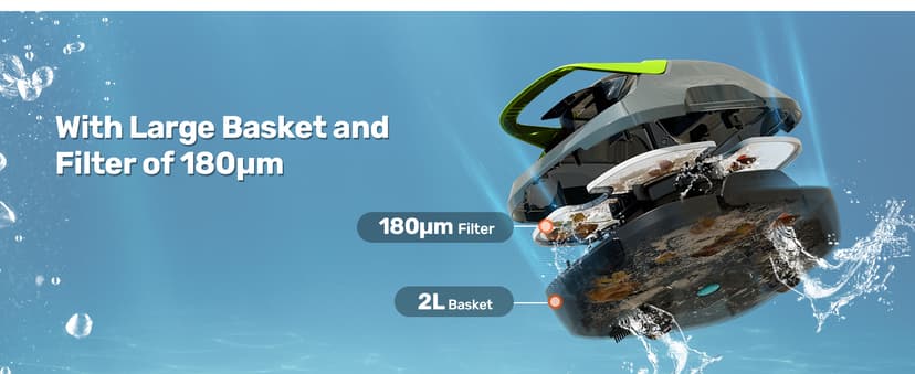 Cordless Robotic Pool Cleaner, 90 Min Runtime Pool Vacuum, Self-Parking, 7.5 lbs Lightweight, Ideal for Above Ground Pools up to 860 sq.ft