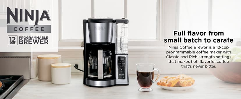 Ninja 12-Cup Programmable Coffee Brewer, 2 Brew Styles, Adjustable Warm Plate, 60oz Water Reservoir, Delay Brew - Black/Stainless Steel