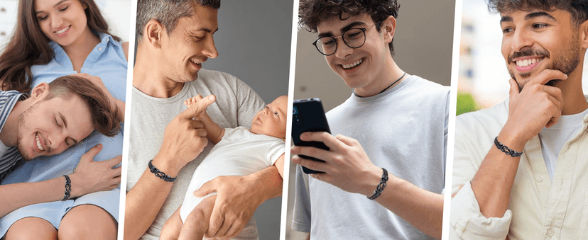 New Dad Gifts for Men, First Time Parents Gift Dad to Be Gift for Father's Day Birthday Christmas, Leather Bangle Bracelet for Daddy Him Husband