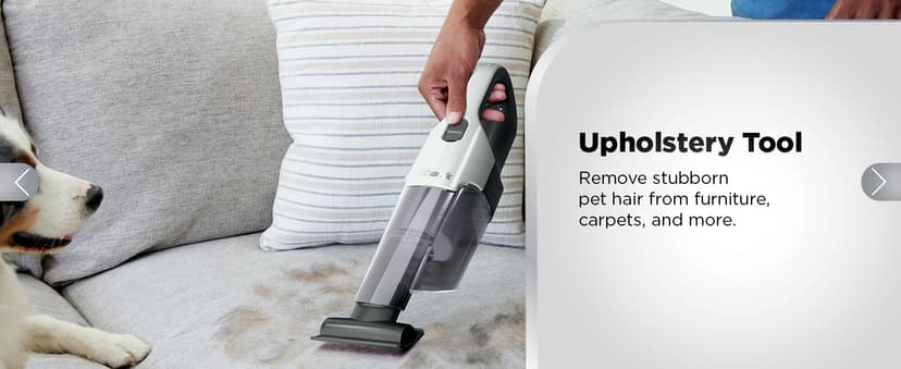 Shark Cyclone PET Handheld Vacuum with, HyperVelocity Suction, Powerful Pet Hair Pickup, Lightweight, XL Dust Cup, Including Upholstery Tool, 8" Crevice Tool, Scrubbing Brush, Pearl White, AA701