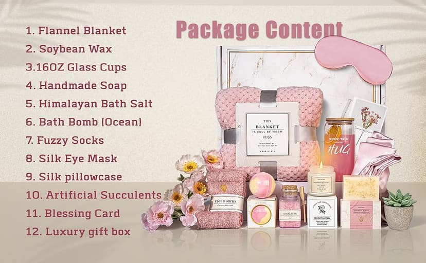 Get Well Soon Gift Baskets For Women,12PC Get Well Gifts for Women After Surgery,Birthday Gifts,Care Package,Grief,Sympathy,Condolences Gift Basket for Friend (pink)