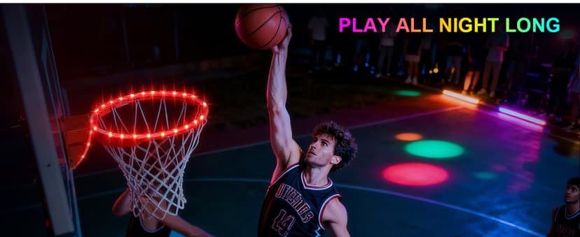 LED Basketball Hoop Lights, Remote Contral Basketball Goal Accessories Light Up Hoop Rim, 16 Color Change, Waterproof, Basketball Gift for Youth Boys Girls Men Kids