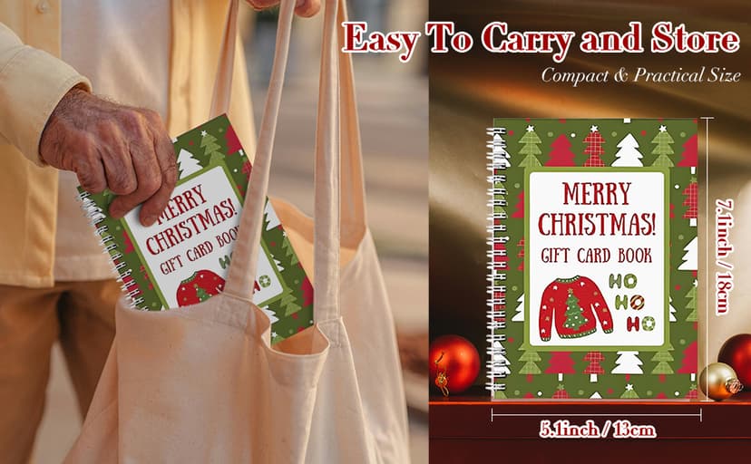 Merry Christmas! Gift Card Book, 5x7 Color Spiral-Bound Merry Christmas Card Book, Christma Gift Cards Books Holder, DIY Personalized Xmas Gifts for Family, Friends, Students (1pc)
