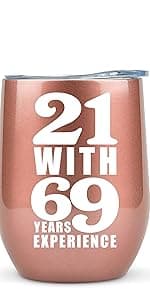 KLUBI 50th Birthday Gifts for Women Funny - 12 Ounce 21 with 29 years Experience Wine Glass 50th Birthday Gifts for Her, 50 Year Old Gift, 1975 Birthday Gifts For Women Turning 50
