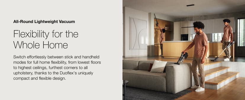 Miele Duoflex Extra Vacuum Cleaner, Cordless and Bagless Multi-Use, Multi-Floor Flexible Stick Vacuum with 2 Attachable Brushes, in Brilliant White / Space Grey