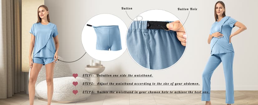 Rnxrbb 3 Piece Postpartum Nursing Pajamas Set Casual Soft Maternity Breastfeeding Pjs Sleepwear Loungewear Clothes Layer