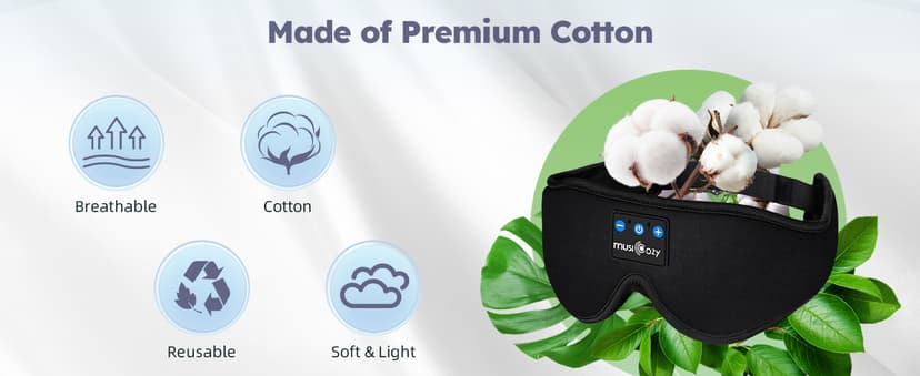 MUSICOZY Sleep Headphones, Bluetooth 5.4 Sleep Mask Headband Headphones Sleeping Eye Mask, Wireless Music Earbuds Earphones with HD Stereo Speakers for Side Sleepers, Cool Gadgets Unique Gift