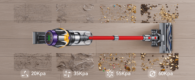 Cordless Vacuum Cleaner, Upgraded 55KPA 650W 70Mins Stick Vacuum with Hurricane Mode, Self-Standing, Touch Screen, 1.8L Dust Cup, Anti-tangle Wireless Vacumm, Vacuum Cleaners for Home/Pet Hair/Carpets