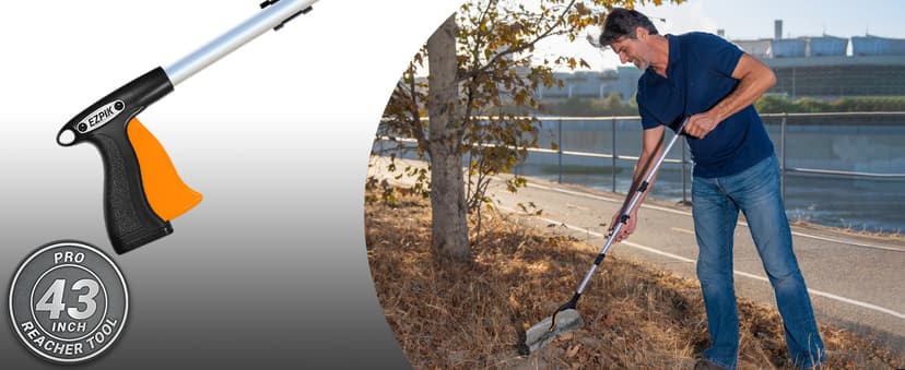 EZPIK Pro 43" Foldable Grabber Reacher Tool for Seniors - Grabbers for Elderly Reaching Tool Heavy Duty Pickup Trash Picker Upper Equipment - Claw Grabber Stick for Reaching Aids, Weed Gripper