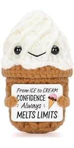 A AIFAMYFunny Positive Coffee, Emotional Crochet Doll, Cute Crochet Potato Partner Toy with Positive Card Cheer Up Funny Gag Gifts for Best Friend Birthday Women Teacher Fall(Beer