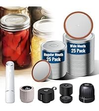 Upgraded 3-in-1 Electric Mason Jar Vacuum Sealer Kit for Jars, Bags, Food Savers & Containers | Auto-Stop Jar Sealer with 4-Hours Battery Life & One-Handed Operation for Dry Foods, Jams & Leftovers