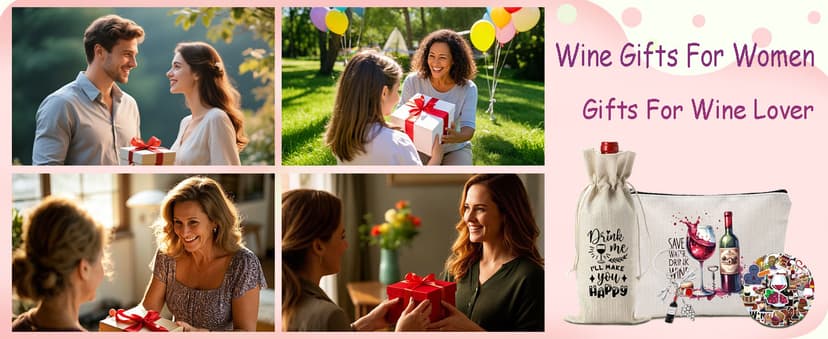 Wine Gifts for Women,5pcs Gift Set for Wine Lovers,Birthday Present for Friends Sister, Wife, Mother With Funny Socks