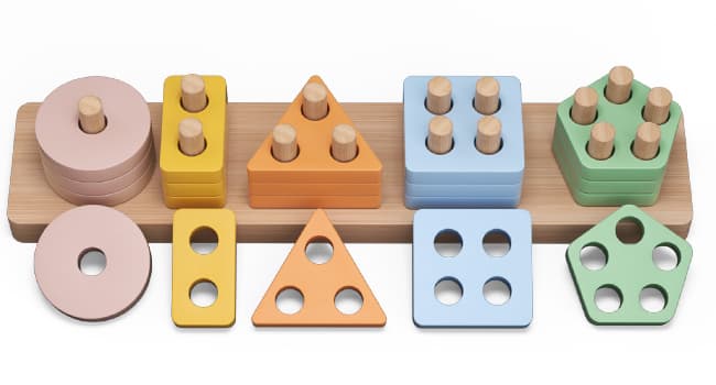 PEBIRA Montessori Toys for 1 2 Year Old, Wooden Sorting and Stacking Toys for Toddlers, Baby Shape Sorter and Color Stacker Blocks for Toddler, Preschool Learning Toy, Gift for 12-18 Month Boys Girls