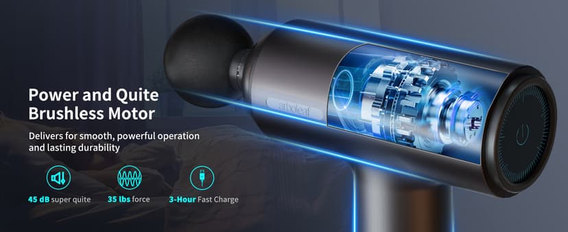 arboleaf Massage Gun deep Tissue, 6 Speeds Powerful Handheld Percussion Muscle Massager Gun with Portable Travel Case for Back, Shoulder, Sore Muscles, Pain Relief for Athletes, Relax, Gifts