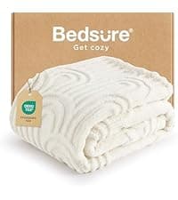 Bedsure GentleSoft White Throw Blanket for Couch - Cozy Blanket for Women, Cute Fleece Throws for Girls, Teacher Gifts Birthday Gifts for Women Men Mom, Room Home Dorm Decor, Off White, 50x60 Inches