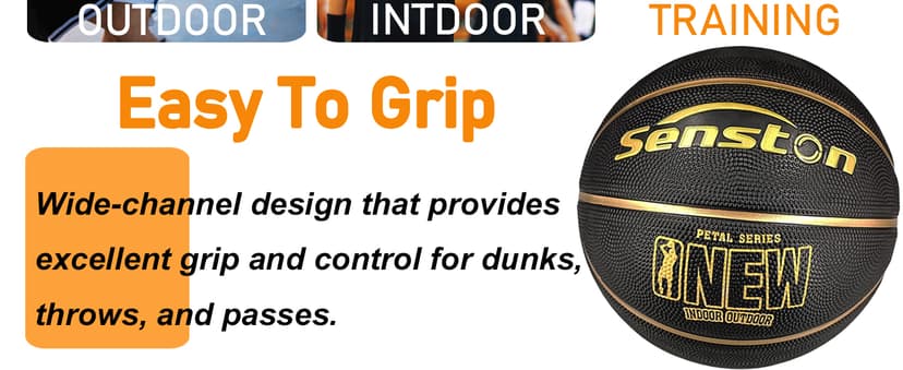 Senston 27.5‘’/29.5'' Basketball Outdoor Indoor Rubber Basketball Ball for Kids/Adult Official Size 5/7 Basket Ball with Pump