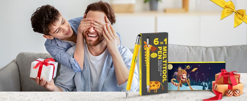 Gifts for Men Multitool Pen, Birthday Gifts for Dad Husband Him Adults, Father's Day Gifts from Daughter and Son, Cool Gadgets and Unique Gift Ideas for Construction Engineers, Woodworkers Carpenters