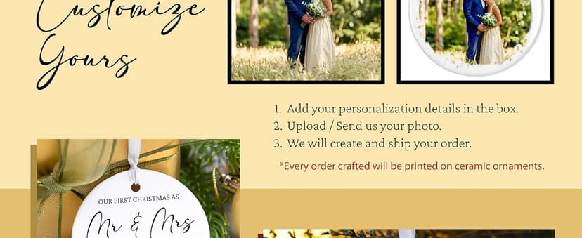 Personalized Our First Christmas as Mr and Mrs Double-Sided Ornament 2025, Custom Photo Ceramic Ornament, First Christmas Married Keepsake, Wedding Gift for Newlywed Couple