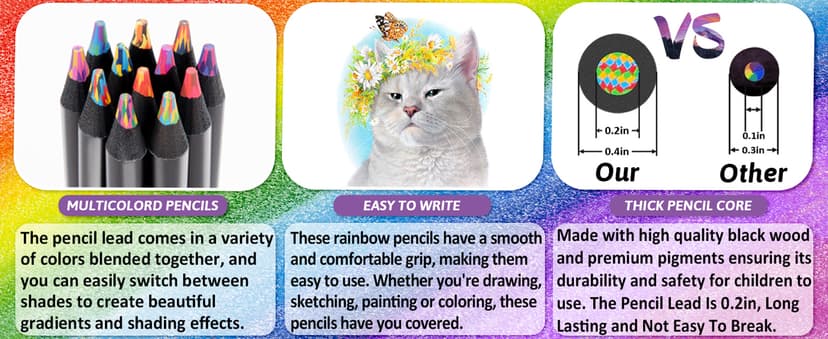 Stocking Stuffers, Art Supplies, 12 Rainbow Colored Pencils, Teen Girl Gifts Trendy Stuff, Art Supplies for Kids 9-12, Gifts for 5-12 Year Old Girl, Arts and Crafts for Kids Ages 8-12