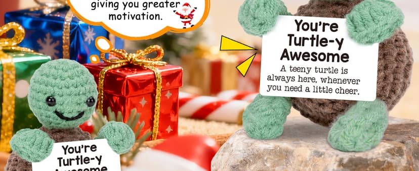 Mini Funny Turtle Birthday Gifts for Women Men Christmas, Retirement Bosses Day Gifts, Inspirational Small Animals Cute Stuff Things, Handmade Emotional Positive Crochet Turtle Decorations