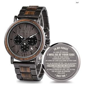 2win Engraved Wooden Watch for Boyfriend My Man Fiancé Husband Customized Personalized Wood Watches for Men Birthday Anniversary Personalized Watch
